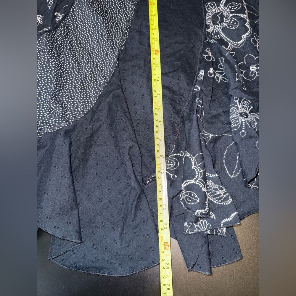 BILA Black Patchwork BOHO Floral Handkerchief Hem Skirt Size M EUC - Picture 8 of 8